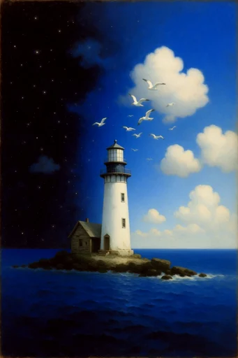 Celestial Dualistic Surrealism style reference image — starry nocturnal void