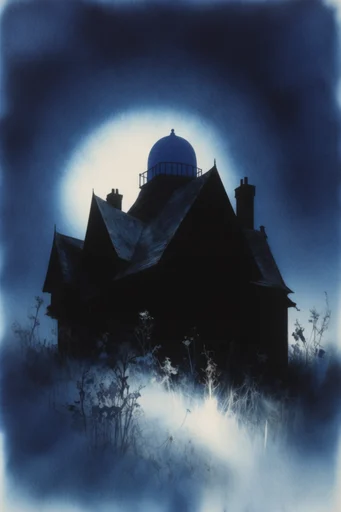Nocturnal Silhouette Noir style reference image — nocturnal teal and indigo palette