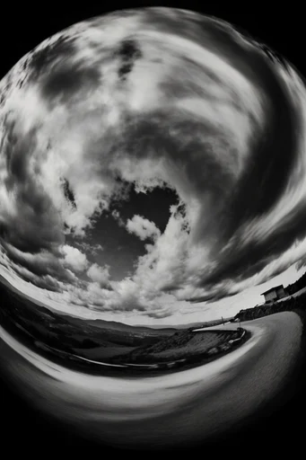 Distorted Monochrome Noir style AI image example 2