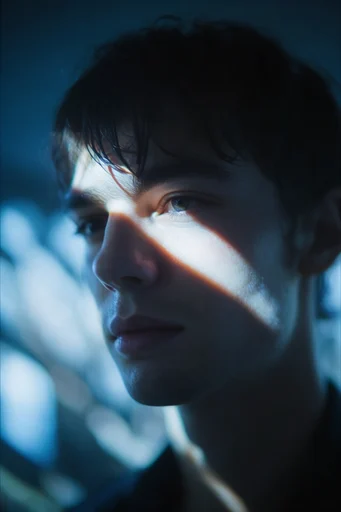 Nocturnal Cyan Surrealism style reference image — chromatic aberration