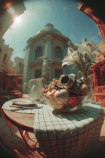 Dynamic Urban Wormseye style reference image — extreme low angle