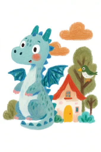 Whimsical Crayon Narrative style reference image — hand-drawn strokes