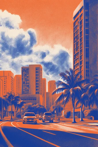 Retro Halftone Printworks style reference image — bold ink outlines