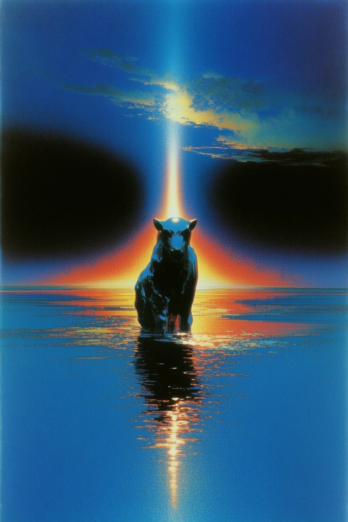 Nocturnal Synthwave Surrealism style AI image example 3