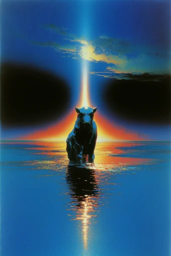 Nocturnal Synthwave Surrealism style reference image — analog film grain