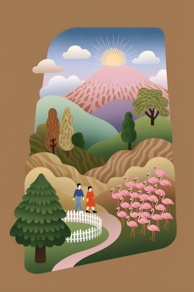 Textured Folk Surrealism style AI image example 2