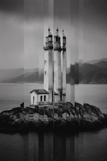 Fragmented Optical Surrealism style reference image — high-contrast minimalism