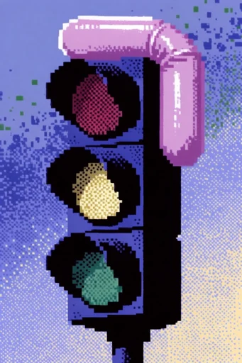 Retro Pixel Surrealism style reference image — dithering effect