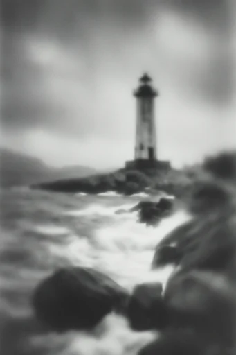 Monochrome Pictorialist Dreamscape style reference image — hazy atmospheric light