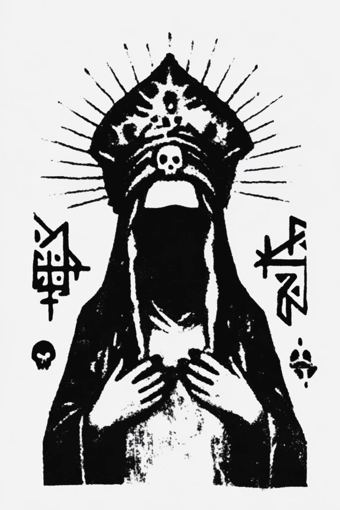 Gritty Minimalist Printmaking style AI image example 1