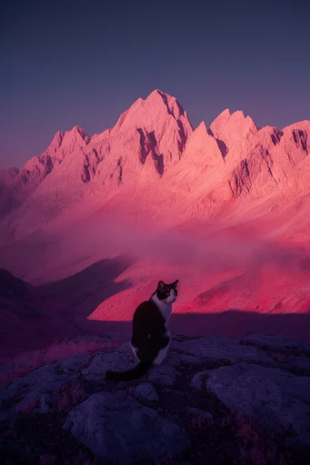 Ethereal Geological Surrealism style reference image — saturated terracotta and magenta hues