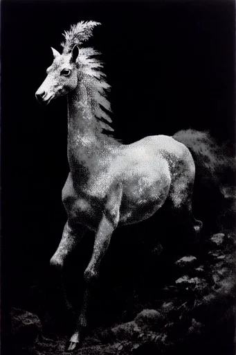 Nocturnal Stipple Noir style reference image — high-contrast monochrome