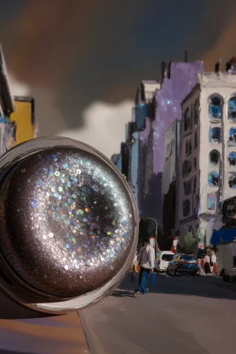 Prismatic Celestial Glamour style reference image — iridescent holographic texture