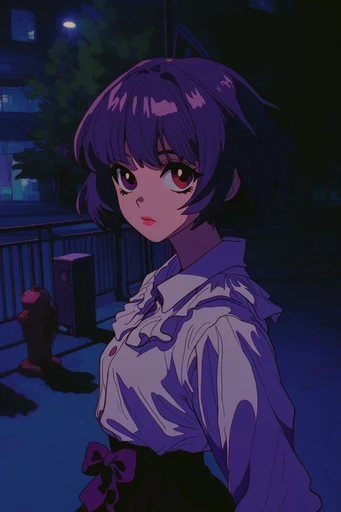Nocturnal Pastel Anime style reference image — clean anime line art
