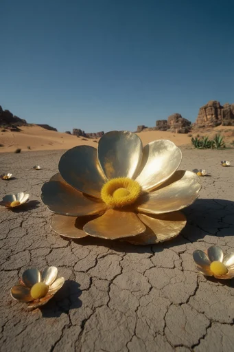 Gilded Desert Surrealism style reference image — minimalist composition