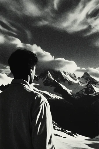 Cinematic Chiaroscuro Noir style reference image — high-contrast black and white