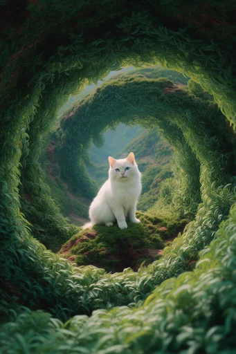 Surreal Biophilic Vortex style reference image — minimalist product integration