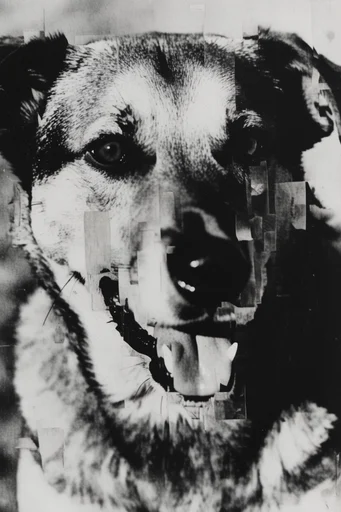 Distressed Analog Noir style reference image — glitch art