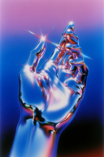 Chrome Synthwave Surrealism style reference image — cobalt blue luminescence