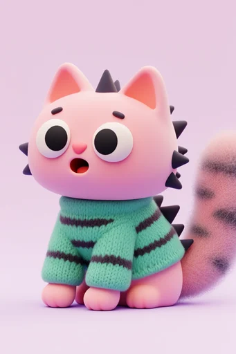 Whimsical Tactile 3D style reference image — cute vinyl toy aesthetic