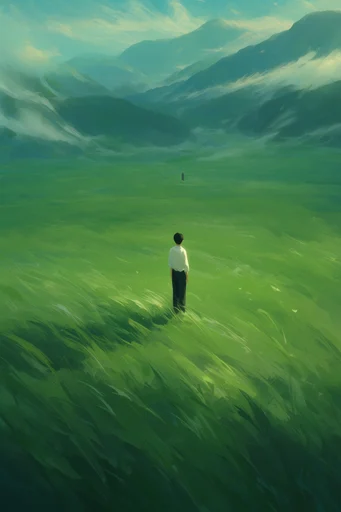 Verdant Painterly Solitude style reference image — painterly digital illustration