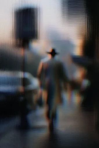 Fragmented Digital Noir style reference image — rainbow data corruption
