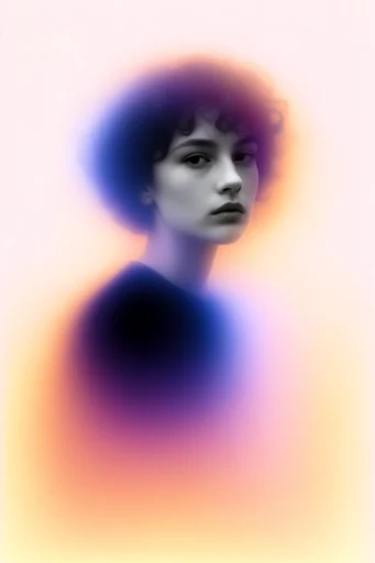 Ethereal Chromatic Aura style reference image — minimalist white background