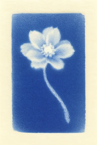 Ethereal Cyanotype Dreamscape style reference image — minimalist silhouettes