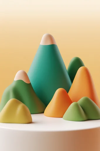Tactile Clay Minimalist style reference image — 3D clay render