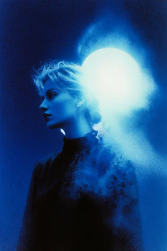 Ethereal Nocturnal Cyan style reference image — deep cobalt indigo