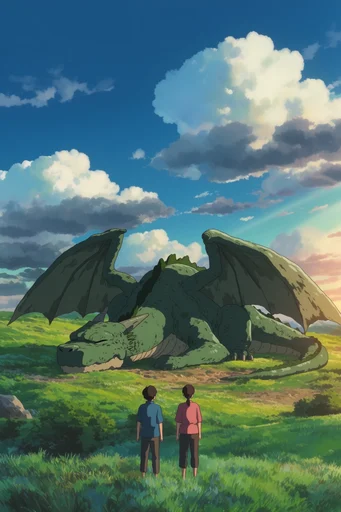 Luminous Anime Pastoralism style reference image — dramatic cumulus clouds