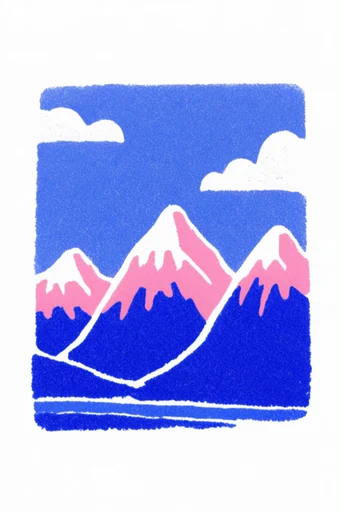 Vibrant Risograph Flux style reference image — risograph print texture