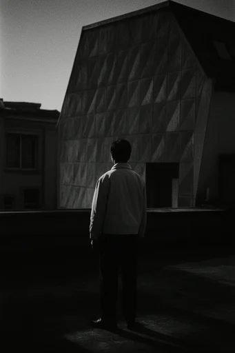 Cinematic Chiaroscuro Noir style reference image — high contrast black and white