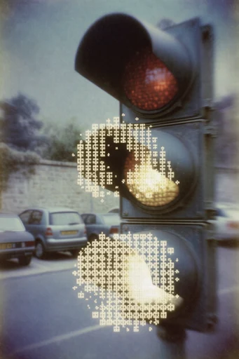 Analog Glitch Mysticism style reference image — glowing typographic glyphs