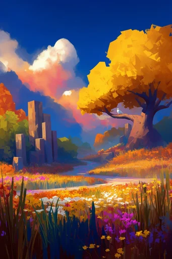 Geometric Adventure Landscapes style reference image — minimalist graphic composition