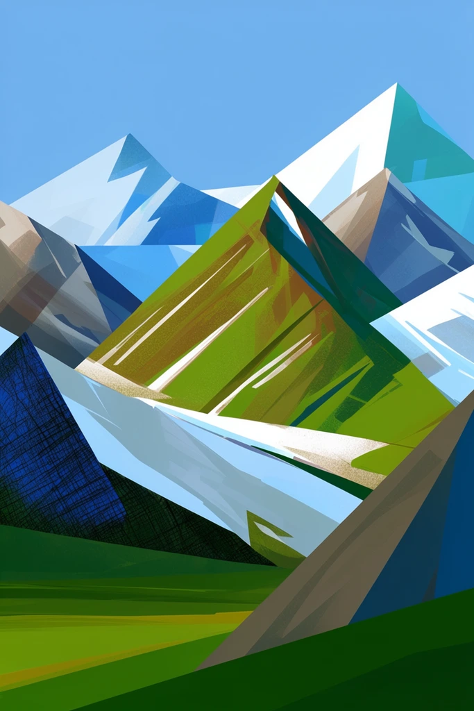 Structural Geometric Cubism style AI image example 2