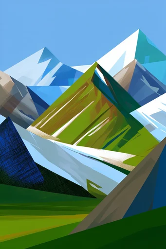 Structural Geometric Cubism style AI image example 2