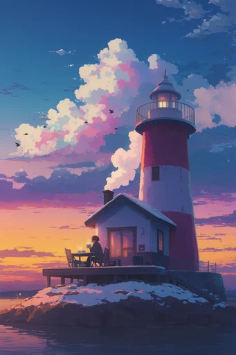 Nostalgic Twilight Anime style reference image — lo-fi digital painting