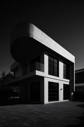 Monolithic Brutalist Noir style AI image example 4