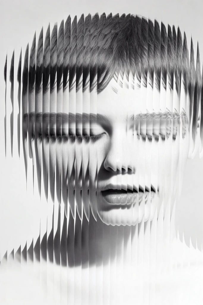 Monochrome Fragmentation Aesthetic style AI image example 1