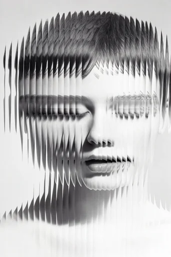 Monochrome Fragmentation Aesthetic moodboard — generate AI images in this style