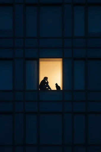 Luminous Urban Solitude style reference image — symmetrical grid composition