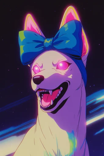 Neon Cosmic Retro-Futurism style reference image — synthwave color palette