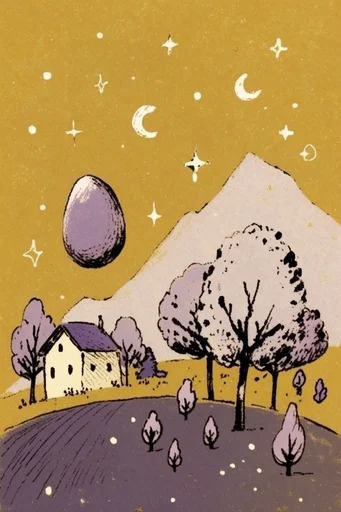 Cozy Risograph Folk style AI image example 2