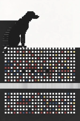 Structured Digital Brutalism style reference image — systematic algorithmic layout