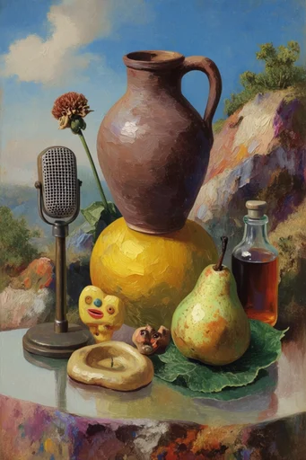 Narrative Surrealist Synthesis style reference image — surrealist oil painting