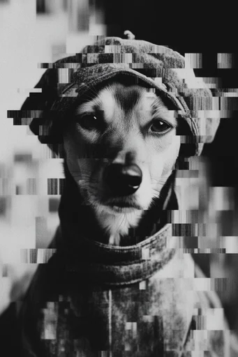 Monochrome Glitch Fragmentation style reference image — data bending