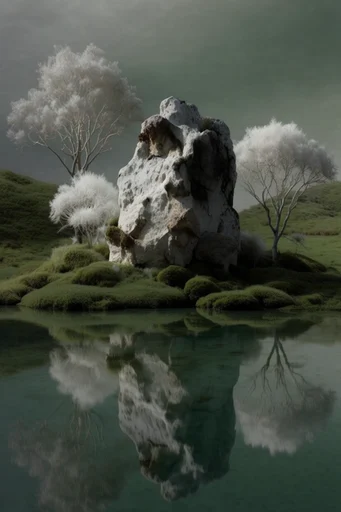Moody Ethereal Minimalism style reference image — long exposure water