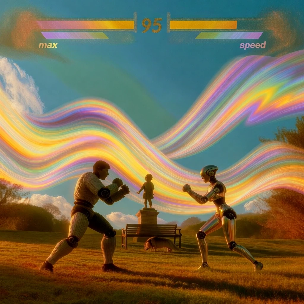 Undulating Games Fighting game interface in a surreal dream-pop park,... | Krea