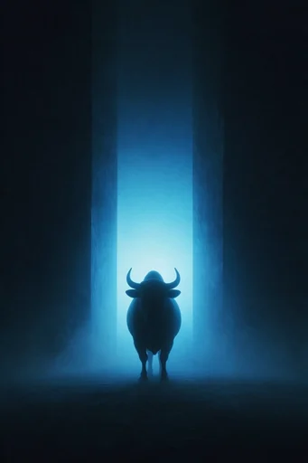 Luminous Monolithic Void style reference image — deep indigo atmosphere